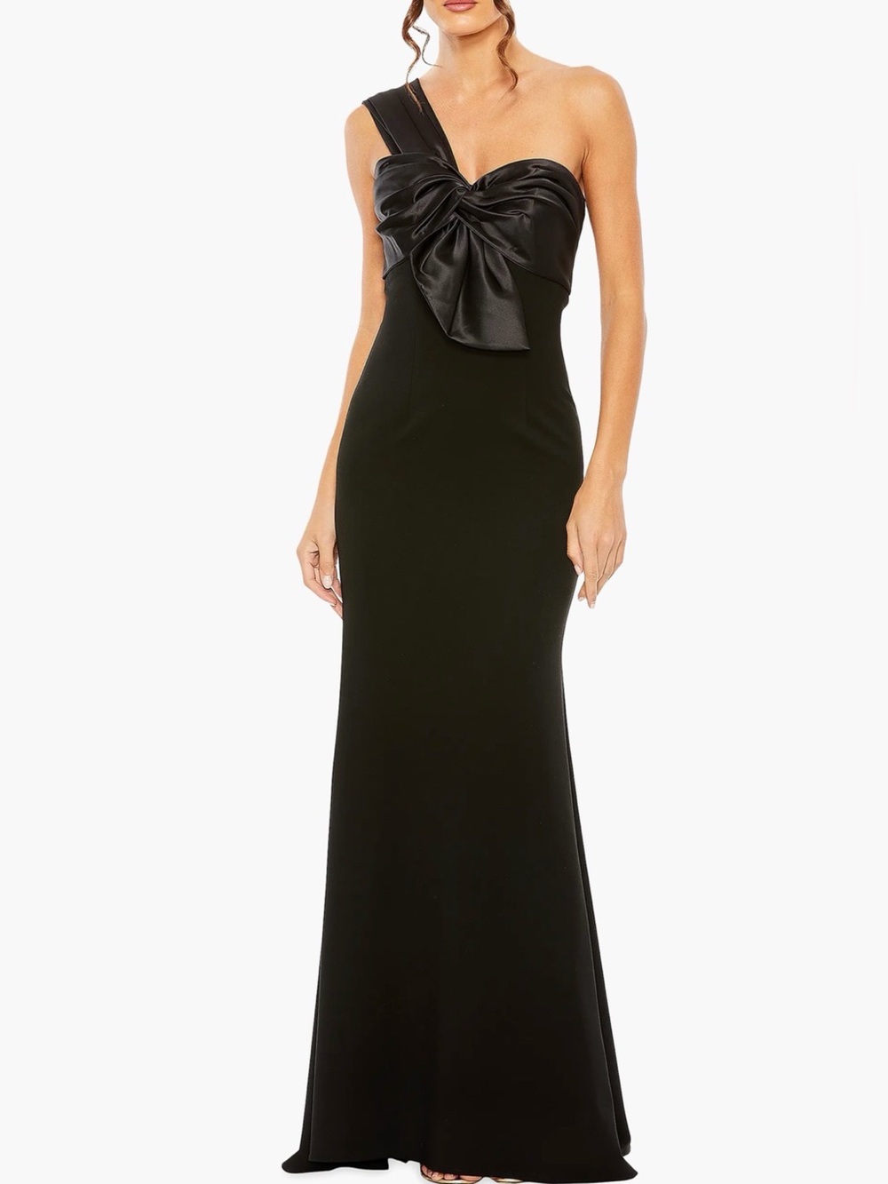 Mac Duggal Black Half-Bow Bodice Trumpet Gown Evening Formal Dress 10